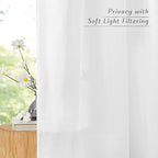 NICETOWN White Linen Kitchen Curtains 36 inches Long, Grommet Short Curtains Small Window Treatments Thick Flax Linen Weave Privacy Added with Light Filtering for Cafe, W55 x L36, 2 Panels