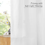 NICETOWN White Linen Doorway Curtains 80 inches Long, Grommet Thick Linen Weave Semi Sheer Window Treatments Privacy Assured with Light Filtering for Bedroom/Side Door, W34 x L80