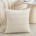 Fancy Homi Set of 1 Boho Cream Decorative Throw Pillow Cover 16x16 Inch for Couch Bed Sofa, Aesthetic Modern Organic Farmhouse Home Decor, Soft Cotton Cute Accent Macrame Woven Cushion Case