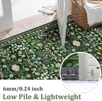 Yamaziot Washable Runner Rug 2x8 – Boho Non Slip Floral Hallway Runner Rug with Rubber Backing, Low Pile Distressed Carpet for Kitchen, Laundry, Bedroom, Entrance, Colorful Green