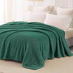 Whale Flotilla Twin Size Fuzzy Fleece Blanket for Bed, 60x80 Inch Fluffy Warm Soft Jacquard Blankets for All Season, Lightweight and Cozy, Deep Green