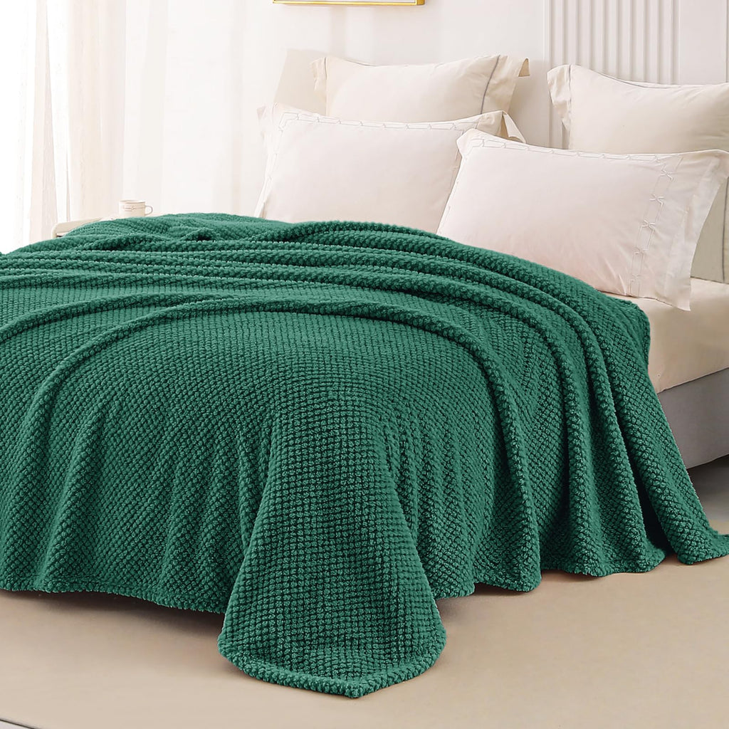 Whale Flotilla Soft Fleece King Size Bed Blanket, Emerald Green