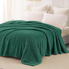 Whale Flotilla Soft Fleece King Size Bed Blanket, Emerald Green