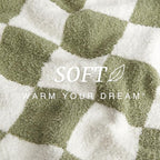 EXQ Home Checkered Throw Blanket, Knitted Blanket with Checkerboard Grid Pattern, Soft Cozy Fluffy Blankets for Couch Bed Sofa, Warm Fuzzy Plaid Blanket for All Seasons (Sage Green, 50"×60")