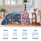 MSGKV Boho Throw Blanket 50"x60" Summer Cotton Blue Floral Throw for Couch