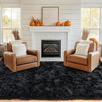 Pionblank 9x12 Area Rug, Large Area Rug for Living Room, Black