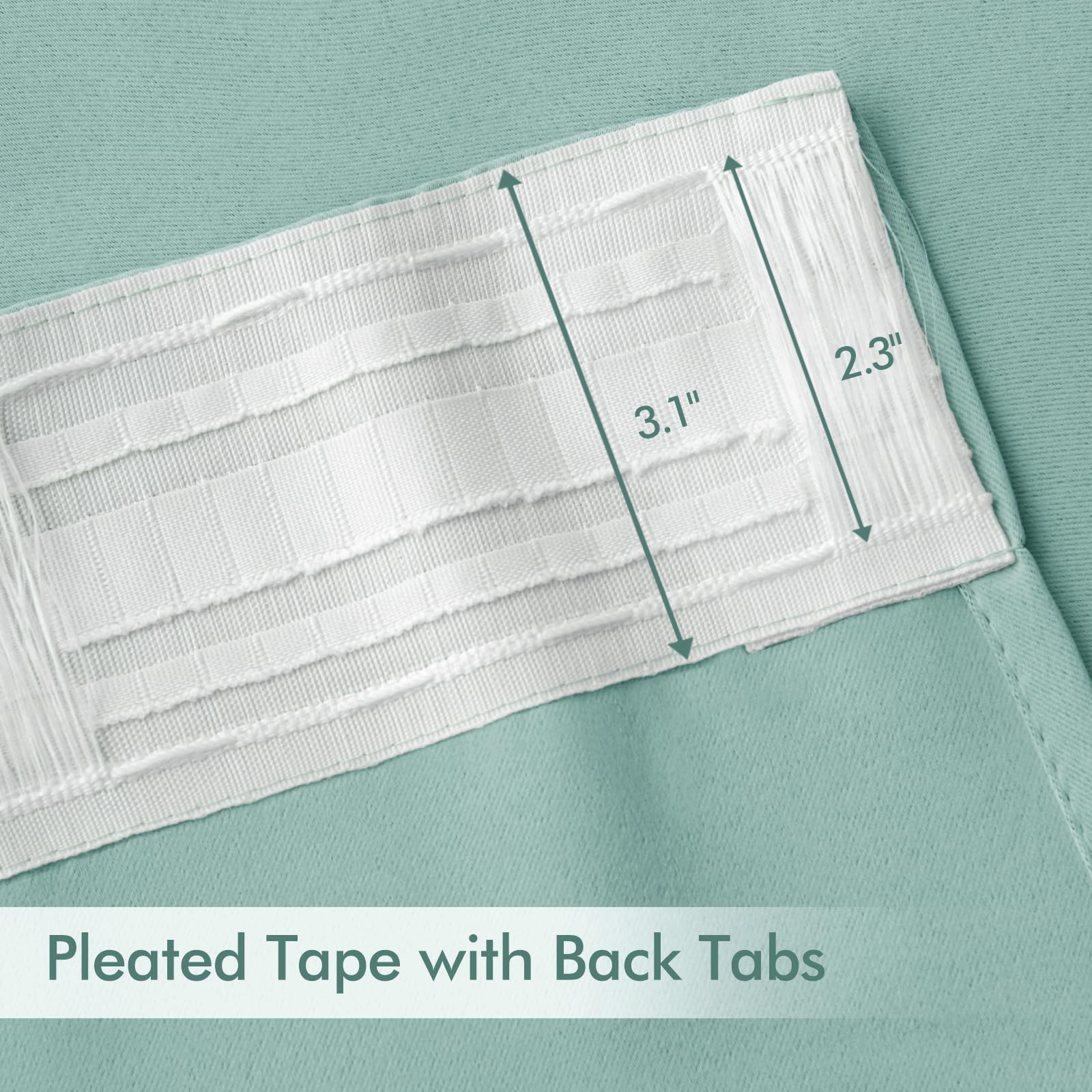 MIULEE Aqua Back Tab Blackout Curtains 52x90 Inch Long 2 Panels Set