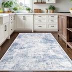 IOHOUZE Abstract Area Rugs 5x7 Ft Washable Rugs for Living Room, Non Slip Dining Room Rug, Printed Faux Wool Rugs for Bedroom, Floor Carpet for Office Nursery Playroom, Light Blue Grey