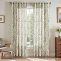 jinchan Vintage Floral Linen Curtains 90 Long for Living Room 2 Panels