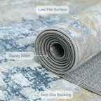 BEIMO Area Rugs 9x12 for Living Room Bedroom, Large Modern Abstract Machine Washable Soft Blue Cream Rug, Floor Carpet with Non Slip Backing for Dining Room