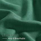 Extra Long Dark Green Linen Curtains 120 Inch for Living Room 2 Panels Set Rod Pocket Back Tab Linen Window Drapes Semi Sheer Light Filtering Privacy High Ceiling Drapes for Farmhouse 52x120