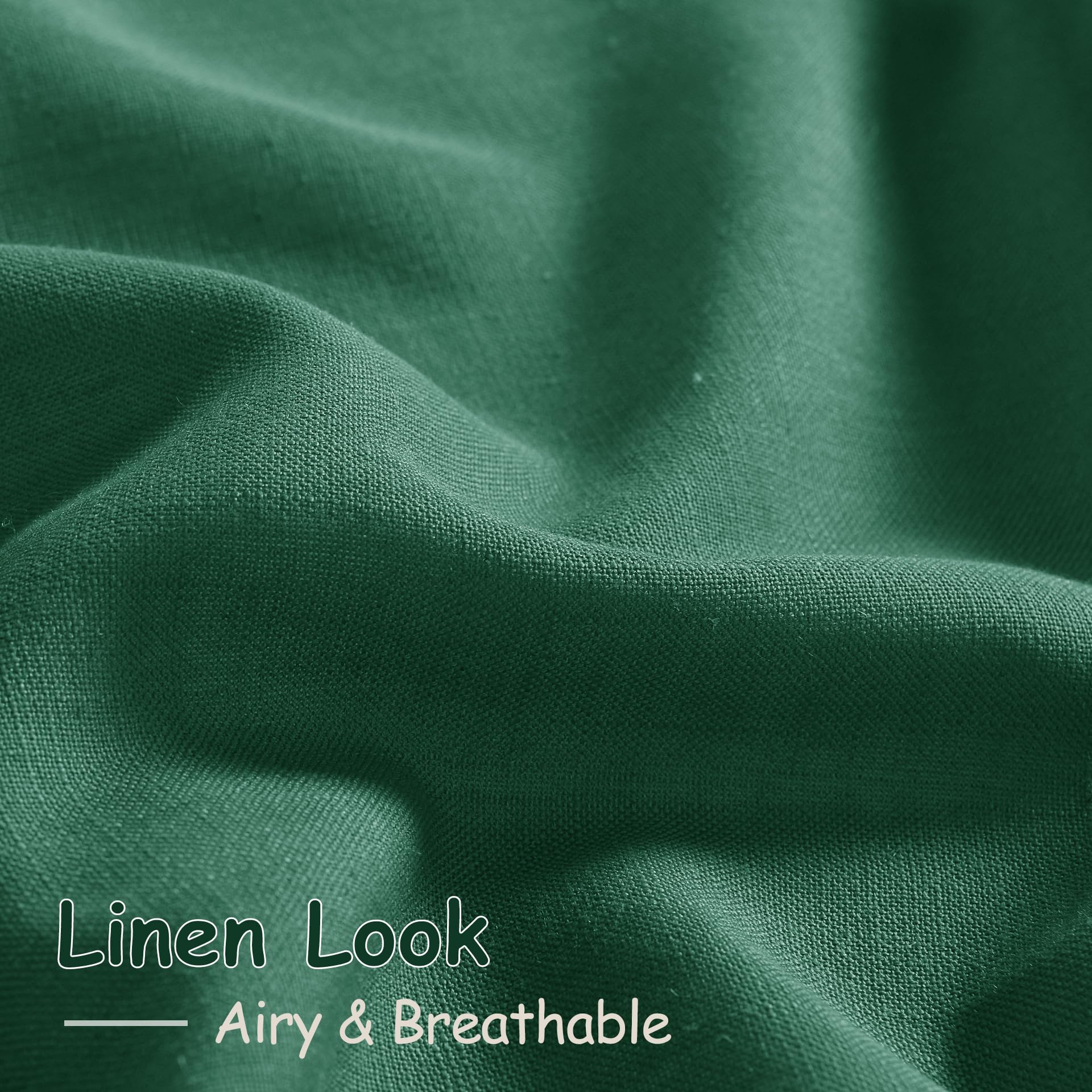 Extra Long Dark Green Linen Curtains 120 Inch for Living Room 2 Panels Set Rod Pocket Back Tab Linen Window Drapes Semi Sheer Light Filtering Privacy High Ceiling Drapes for Farmhouse 52x120
