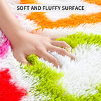 Tepook Fluffy Colorful Rug for Kids, Shaggy Soft Rainbow Area Rugs for Girls Bedroom, Indoor Modern Geometric Moroccan Rugs Plush Girls Kids Rug for Playroom Teens Room Nursery Home Decor, 4 X 6 ft