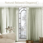 Linen Blend Sage Green Curtains 96 inch Length 2 Panels for Bedroom Back Tab Light Filtering Semi Sheer Drapes Linen Cotton Textured Light Green Airy Modern Farmhouse Living Room Sage Aesthetic Decor