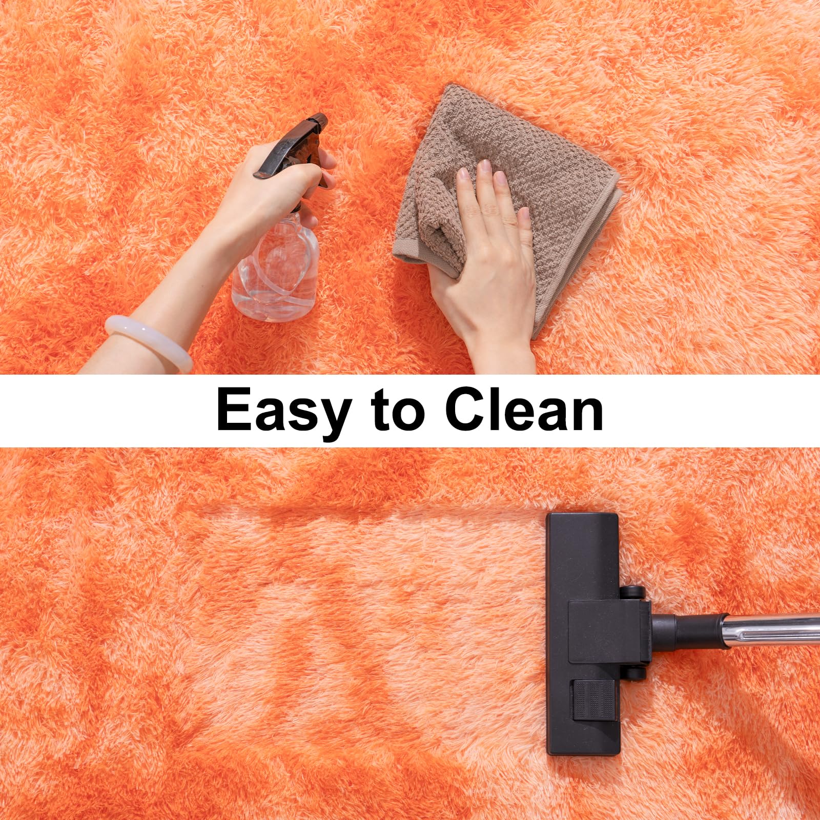 Ailyei Soft Runner Rugs for Bedroom Hallways, 2x6 Tie-Dyed Orange Fluffy Shag Throw Area Rug Non Slip for Bedside Dorm, Long Shaggy Furry Carpet for Nursery Living Room