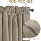 100% Blackout Shield Linen Blackout Curtains for Bedroom 102 Inches Long, Back Tab/Rod Pocket Living Room Drapes, Thermal Insulated Blackout Curtains 2 Panels Set, 50" W x 102" L, Faux Linen
