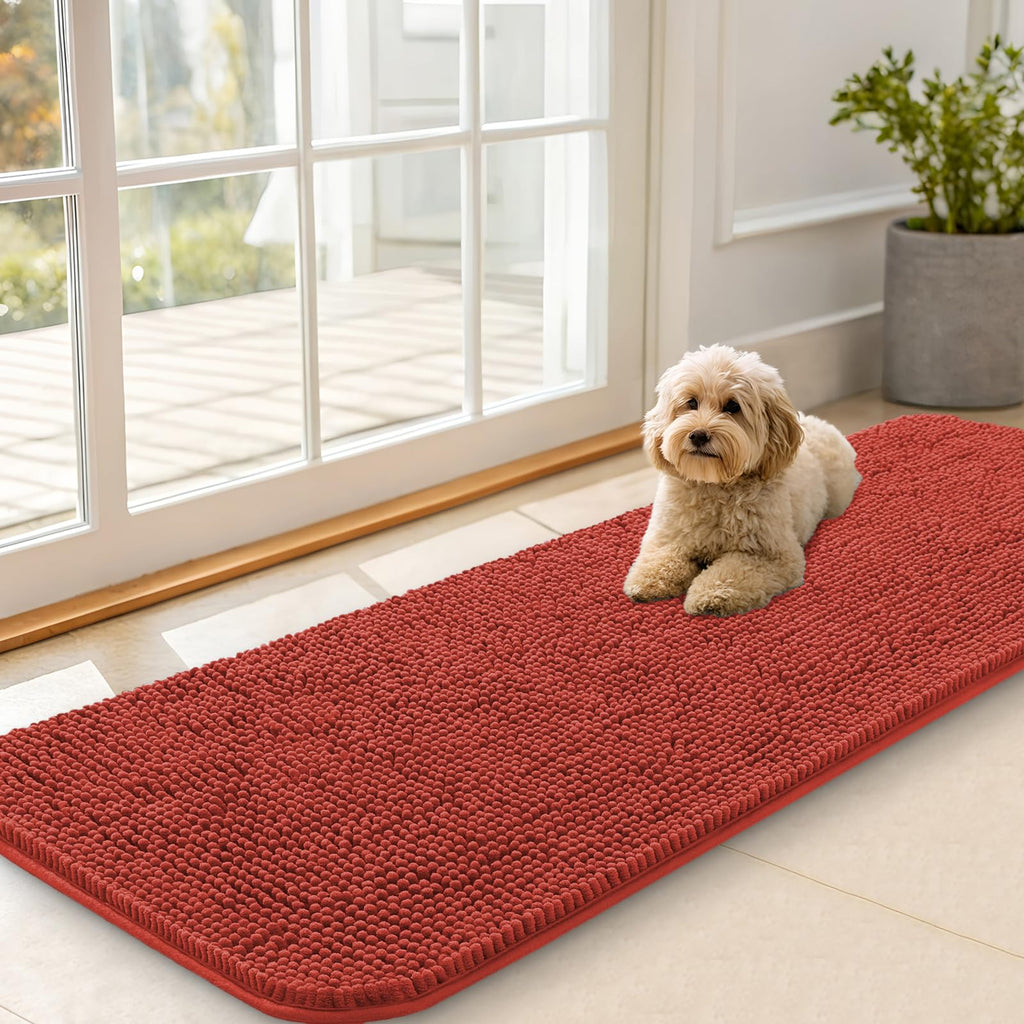 OLANLY Dog Door Mat for Muddy Paws 59x20, Super Absorbent Chenille Mud Mat