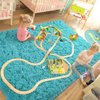 LOCHAS Ultra Soft Indoor Modern Area Rugs Fluffy Living Room Carpets for Children Bedroom Home Decor Nursery Rug 3x5 Feet, Teal Blue