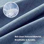 MIULEE 100% Blackout Linen Curtains for Bedroom, Blue Solid Luxury Decor Thermal Insulation Room Darkening Drapes for Living Room Nursery Back Tab Rod Pocket 42 x 96 Inches, 2 Panels