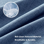 MIULEE 100% Blackout Linen Curtains for Bedroom 42 x 63 Inch Blue 2 Panels