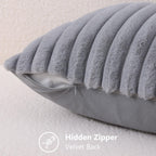 decorUhome Fall Faux Fur Throw Pillow Covers 24x24 Set of 2 Grey