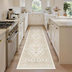 zesthome Washable Runner Rug 2.5x8 - Stain Resistant Entryway Rug,Ultra-Thin Kitchen Rugs, Anti Slip Backing Runner Rugs for Entrance Laundry Room Indoor Hallway (Cream/Beige,2.5'x8')
