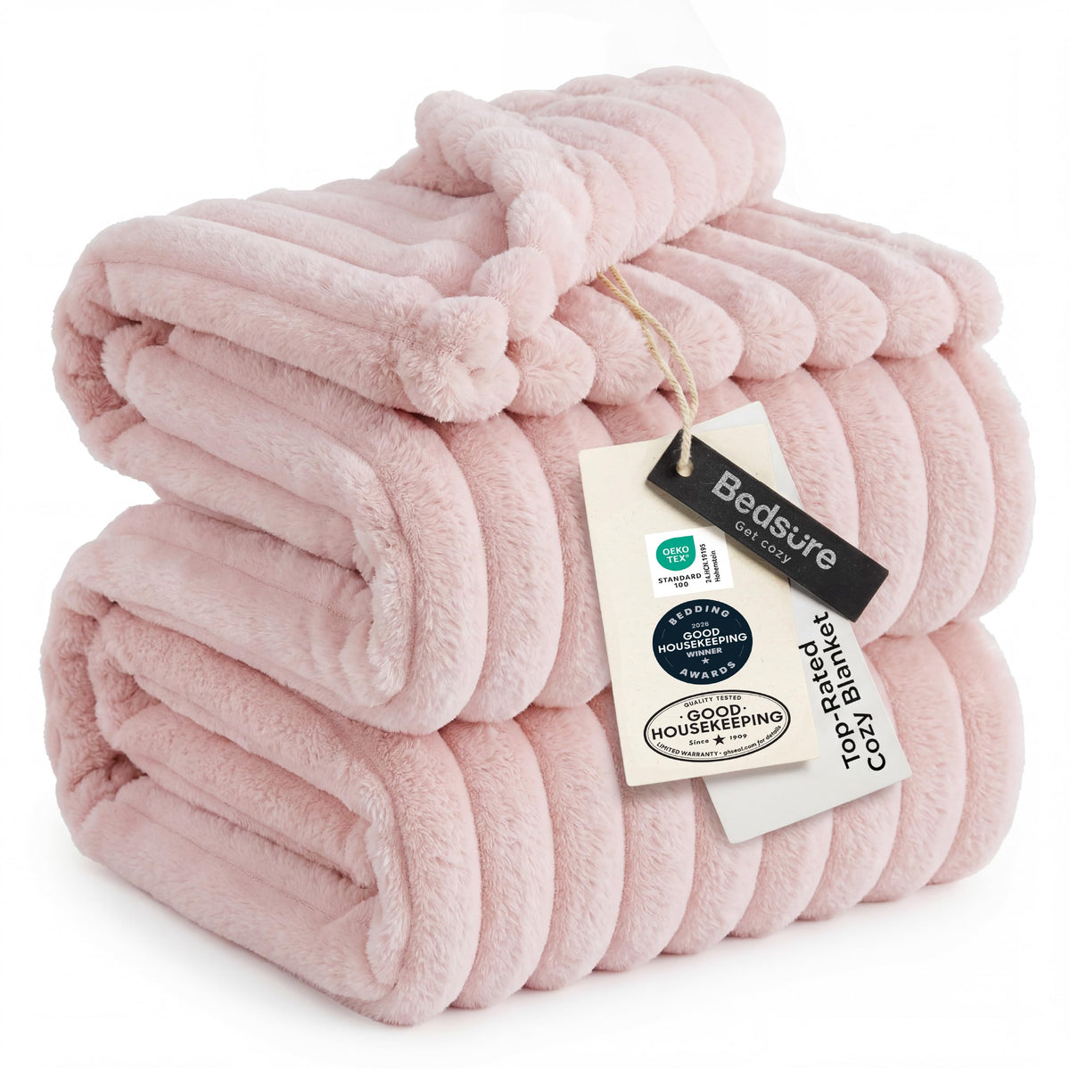 Bedsure Soft Cal Size Blanket for Bed Beige 102"x96"