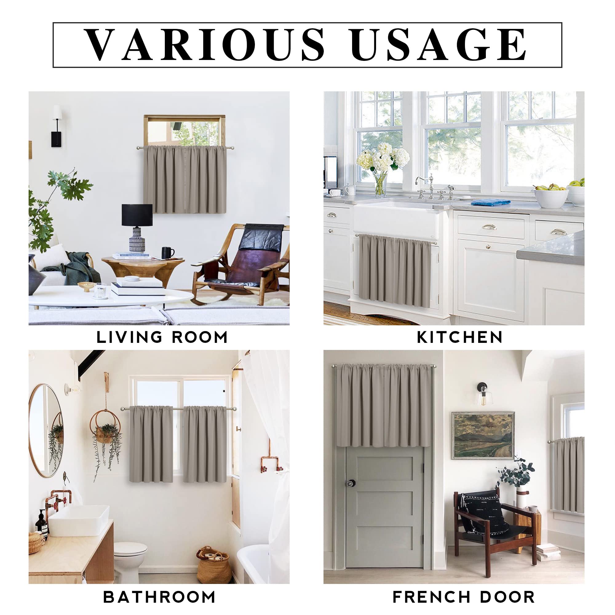 RYB HOME Short Blackout Curtains for Small Window Kitchen Bathroom Cafe RV