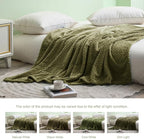 Exclusivo Mezcla Fleece Throw Blanket for Couch Sofa, 50”x70”, Olive Green