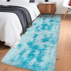 Tie-Dyed Sky Blue 2x6 Machine Washable Runner Rugs for Hallway Soft Fluffy Shaggy Bedside Rugs for Bedroom Living Room Indoor Floor Carpet for Kids Girls and Boys Nursery Rooms Home Decor Aesthetic