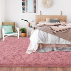 Quntue Rugs for Living Room 8x10, Soft Shaggy Modern Shag Area Rug for Bedroom, Upgrade Non-Slip Plush Fluffy Carpet for Kids Boys Girls Room Home Decor Aesthetic, Blush