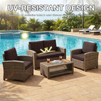 hyha 4Pcs Patio Cushion Covers, Stretch Outdoor Couch Cushion Covers Replacement, Washable Outdoor Chair/Sofa Slipcovers for Patio Furniture Cushions Protector with Elastic Bottom(Coffee,Cover Only)