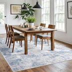 IOHOUZE Abstract Area Rugs 6x9 Ft Washable Rugs for Living Room, Non Slip Dining Room Rug, Printed Faux Wool Rugs for Bedroom, Floor Carpet for Office Nursery Playroom, Light Blue Grey