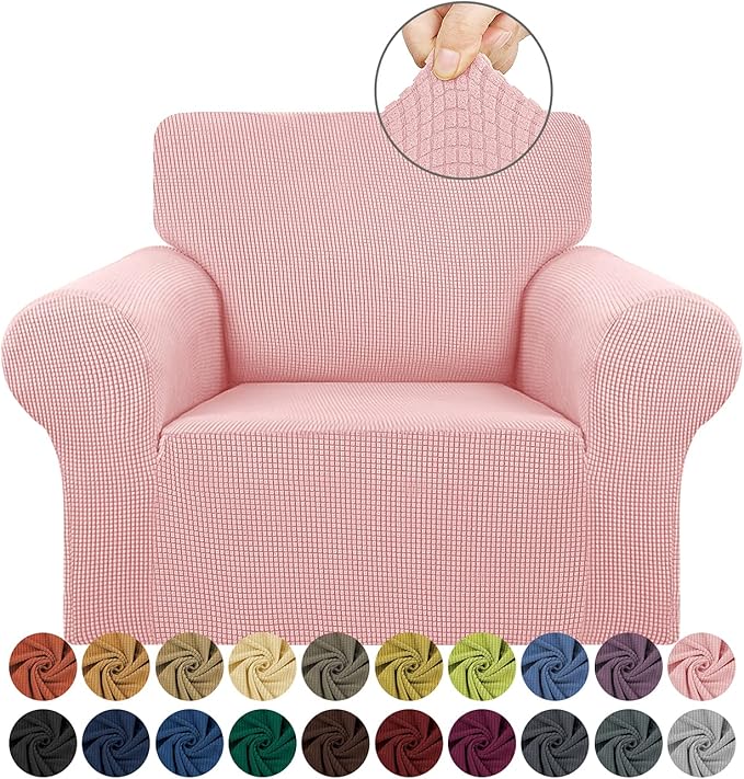 KEKUOU Stretch Chair Sofa Slipcover, Single Couch Cover,Dusty Pink