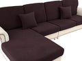 Couch Cushion Covers for Sectional Sofa L Shape Washable Separate Seat Chaise Couch Cover Stretch Sofa Slipcovers with 2 Pcs Pillowcases(3 Seater + 1 Chaise, Brown)