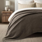 EVERGRACEHOME Chunky Chenille Knit Throw Blanket for Couch, Soft Luxurious Oversized Queen Moss Stitch Blanket for Bed, Cozy Farmhouse Knitted Throw for Sofa, Mocha Brown, 90" x 90"