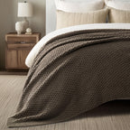 EVERGRACEHOME Chunky Chenille Knit Throw Blanket, 90 x 90, Mocha Brown