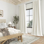 Guken Ivory Linen 100% Blackout Curtains 84 Inch Length 2 Panels Set for Living Room Bedroom Back Tab Thermal Insulated Black Out Linen Drapes Room Darkening Window Curtains 40 Inches Wide