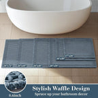 RESARE Waffle Bathroom Runner Rugs, Super Absorbent Bath Mat Non Slip Washable Quick Dry, Upgraded Ultra Soft Boho Bath Rugs with Tassels for Hallway Bedroom Laundry Room, 2'x5'(24"x60"), Blue