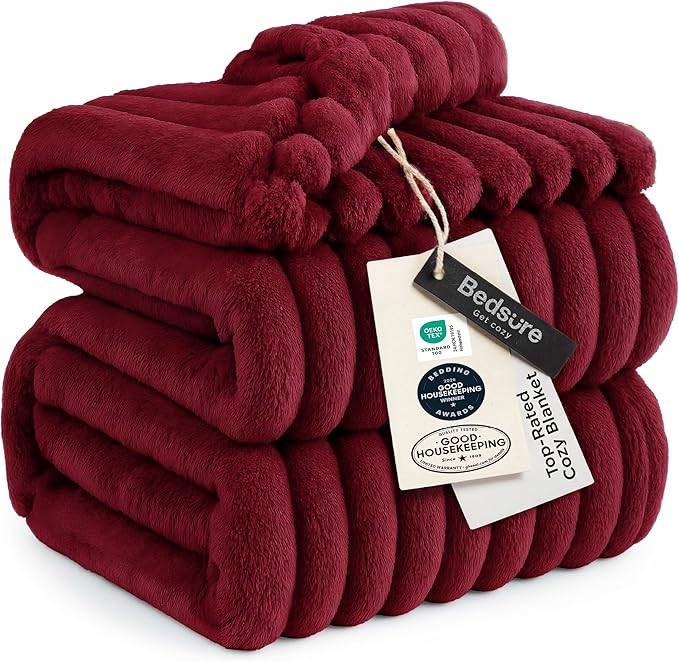 Bedsure GentleSoft Red California King Size Blanket for Bed - Cozy Soft Blankets for Women, Cute Small Fleece Throws for Girls, Birthday Gifts for Women, 102x96 Inches