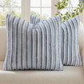 decorUhome Cozy Faux Fur Throw Pillow Covers 24x24 Set of 2 Decorative Soft Plush Striped Modern Farmhouse Boho Couch Euro Sham Pillow Cases with Velvet Back for Sofa Bed Living Room, Grey White