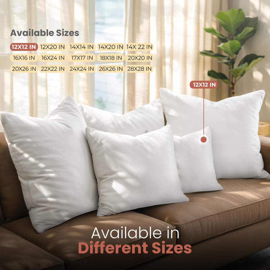 Utopia Bedding 12x12 Pillow Inserts, White Throw Pillows for Couch, 2 Pack