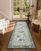 GarveeHome Sage Green 2.5 x 8 Washable Kitchen Runner Rugs Non Slip Provence Vintage Boho Cottage Long Rug for Hallways Bedroom Entryway Bathroom Mat with Rubber Back
