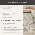 Hazo Haus Washable 5x8 Light Pink Rug for Bedroom - Pink Boho Girl Nursery Rug, Living Room, Nature Insect Bug Print Home Decor