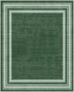 OPPODREAM Border Soft Area Rugs 8x10, Washable Green Rug with Non Slip Backing, 8 x 10 Faux Cashmere Low-Pile 8x10 Carpet