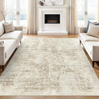 Abstract Rug 8x10 Large Living Room Rugs Neutral Modern Washable Area Rugs for Bedroom Dining Room Non-Slip Stain Resistant Foldable Thin Rug Beige Gray