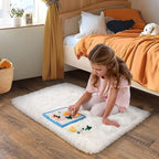 Quntue Small Area Rug, 2x3 Rug for Bedroom Shaggy Throw Rugs for Dorm Rug, Soft Shag Carpet for Kids Room, Plush Comfy Fluffy Bedside Rug for Home Decor Aesthetic, Cream White