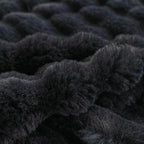 COOVA Faux Fur Throw Blanket for Couch, Cozy Soft and Fuzzy Plush Rabbit Fur Bubble Blanket for Sofa Bedroom Living Room, 60x80 Inches Black