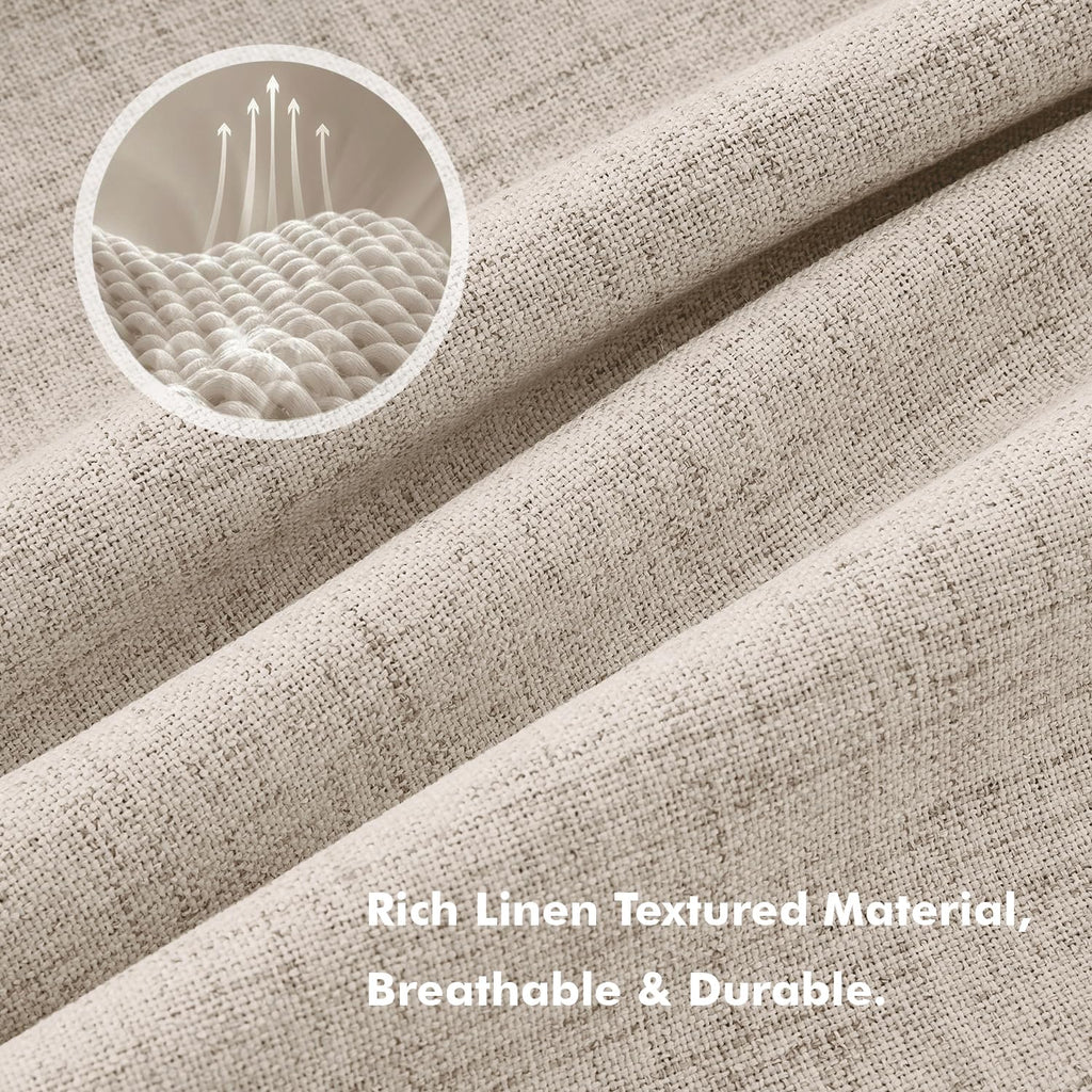 MIULEE 100% Blackout Linen Curtains for Bedroom 42 x 63 Inch Taupe 2 Panels