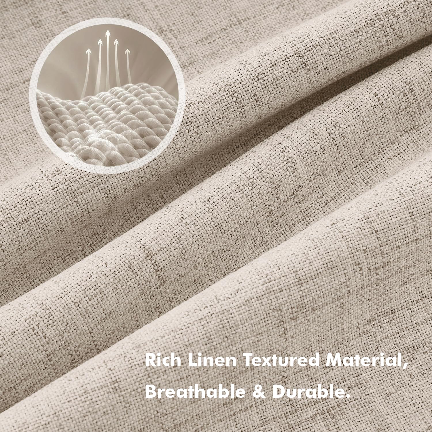 MIULEE 100% Blackout Linen Curtains for Bedroom 42 x 63 Inch Taupe 2 Panels